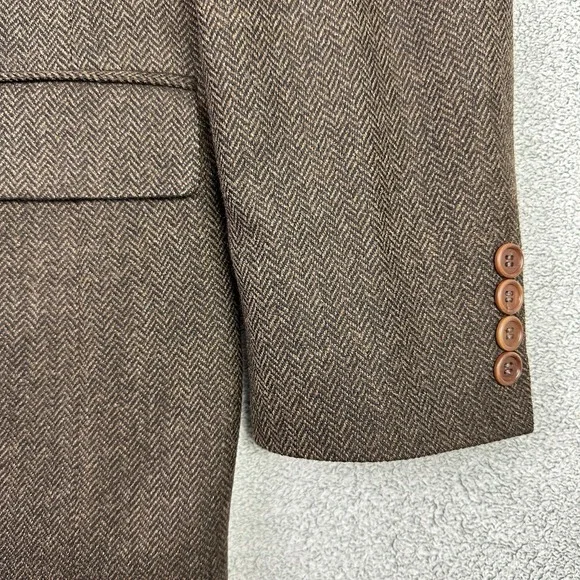 Brooks Brothers 346 Blazer Mens 41R Brown Herringbone Wool Suit Jacket READ - Picture 3 of 14